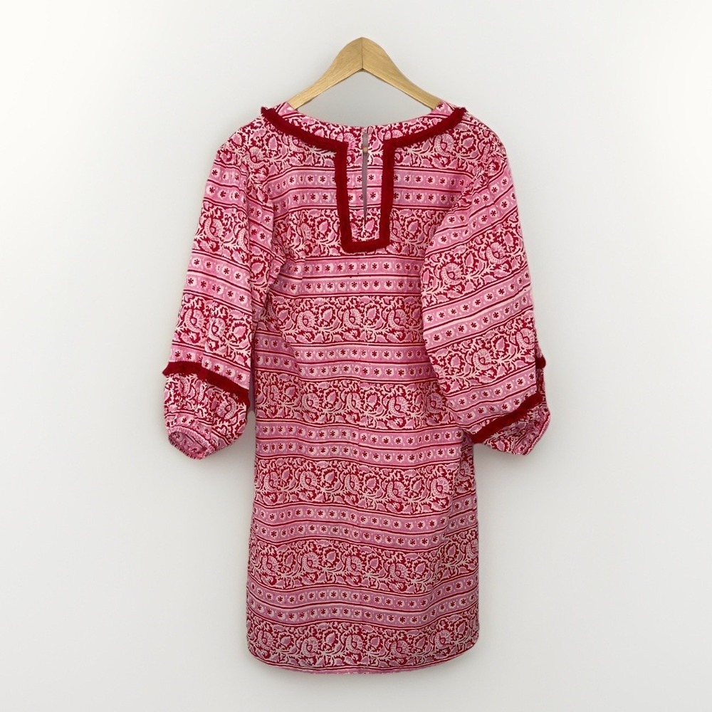 Tuckernuck Dress Pink City Prints Candy Daisy Rah Rah Mini Fringe Block Print M - Picture 8 of 16